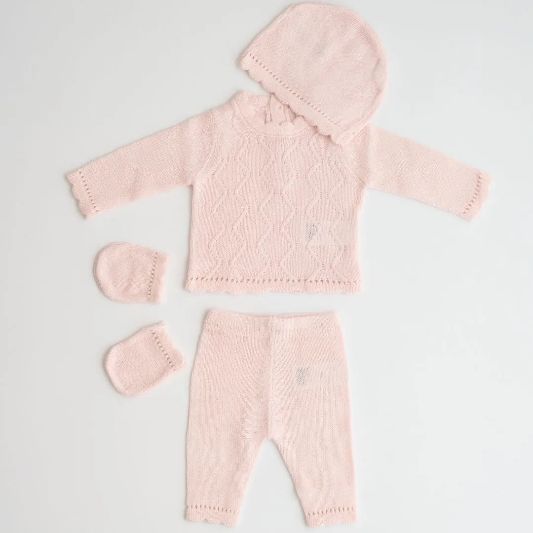 Pale Pink knit Baby Clothing Set