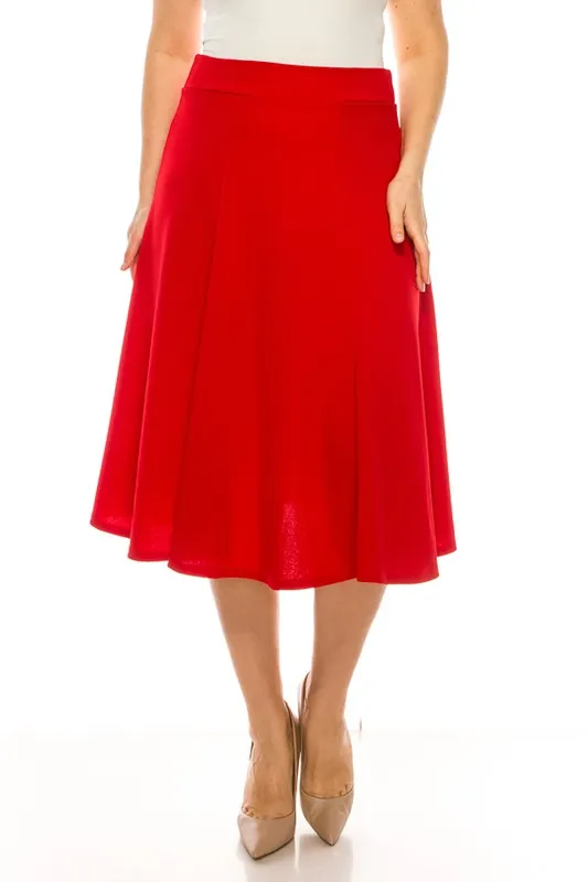 Paneled Aline Midi Skirt Plus Size