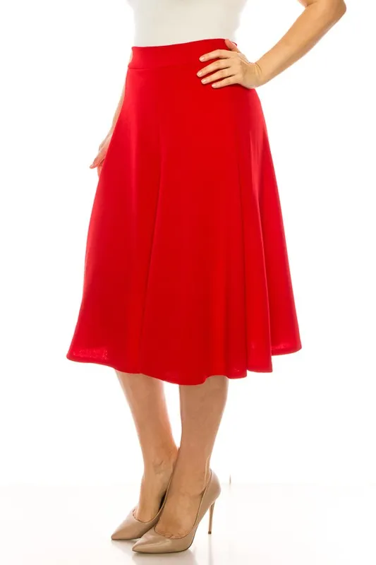 Paneled Aline Midi Skirt Plus Size