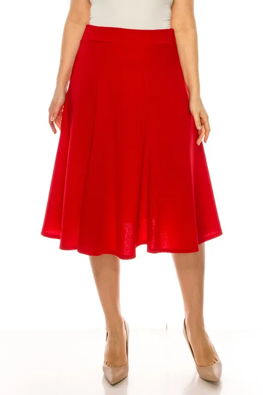 Paneled Aline Midi Skirt Plus Size