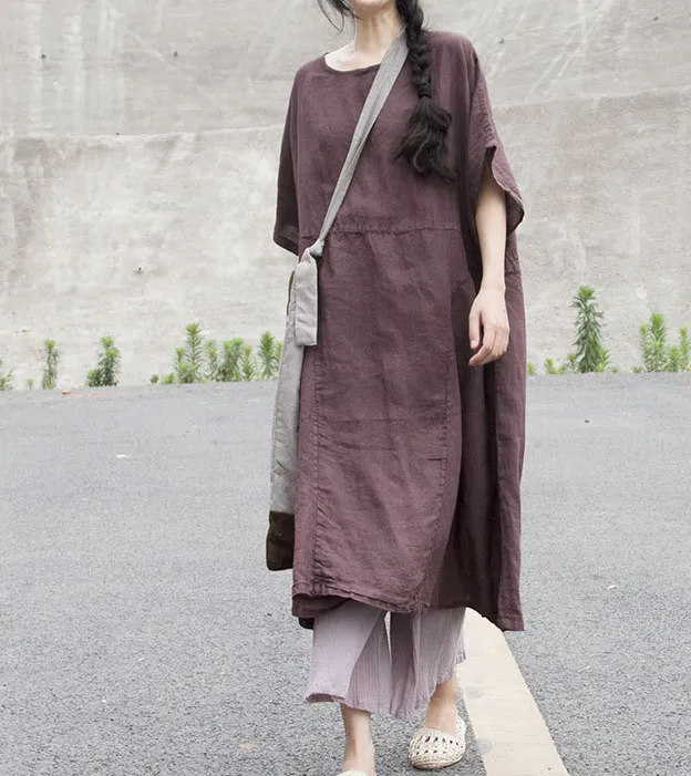 Patchwork Linen Loose Women Dress