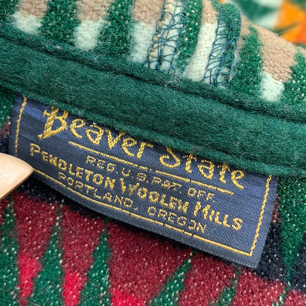 PENDLETON Woolen Mills Beaver State Vintage Wool Aztec Blanket Southwest Western Long Coat