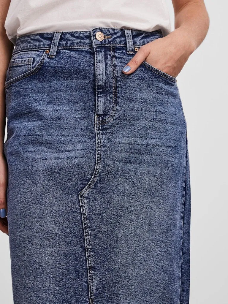 Pieces Jessie - Midi denim nederdel