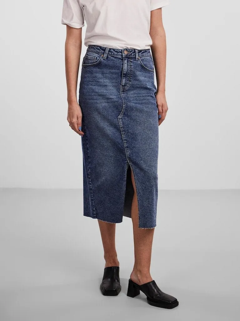 Pieces Jessie - Midi denim nederdel