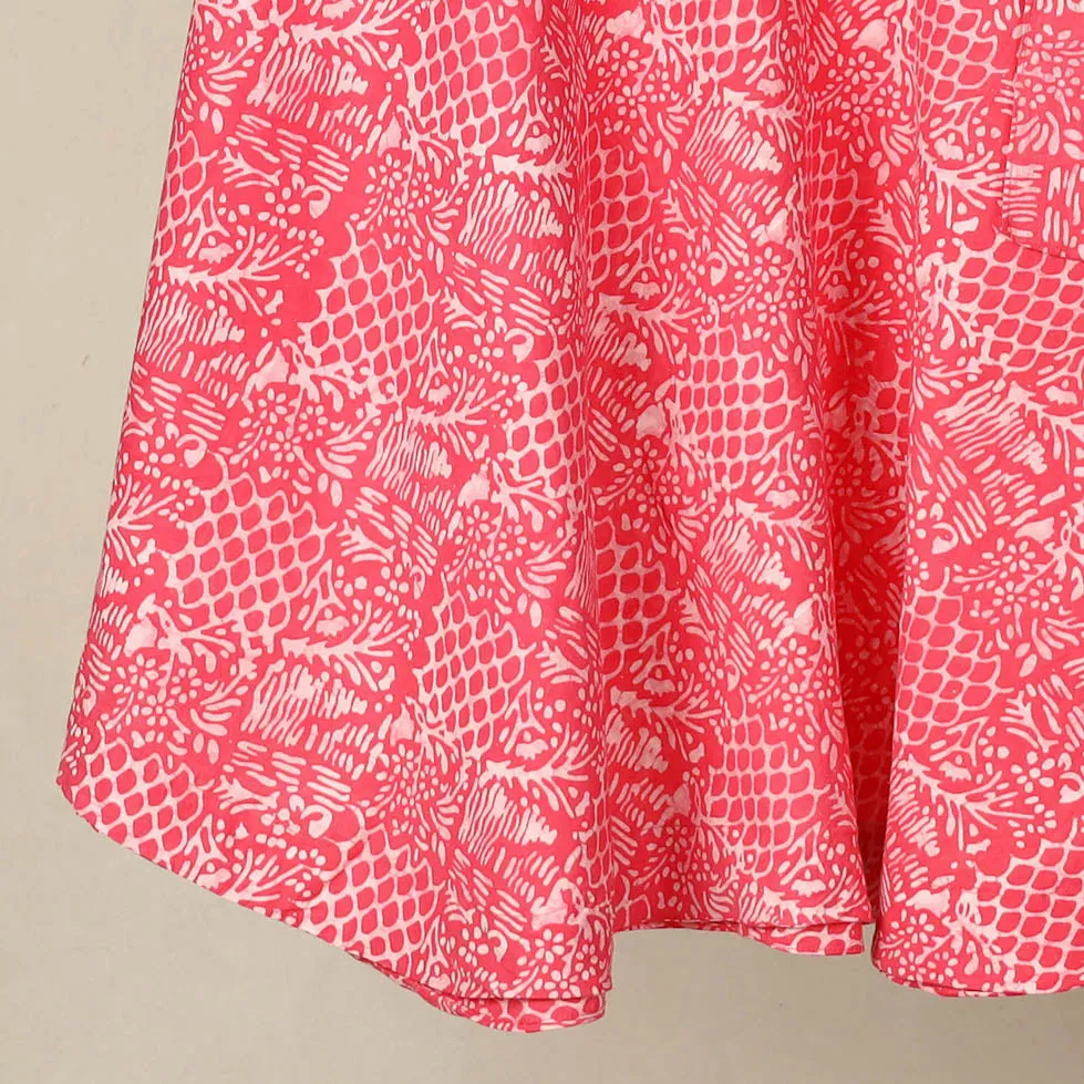 Pink - Hand Batik Printed Wrap Around Skirt for Women 04