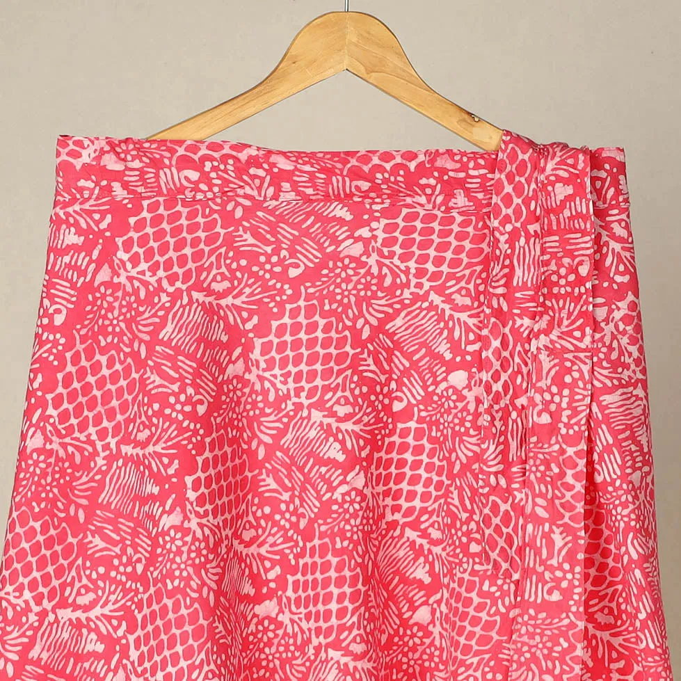 Pink - Hand Batik Printed Wrap Around Skirt for Women 04