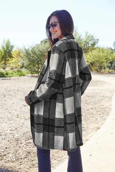 Plaid Button Up Lapel Collar Coat