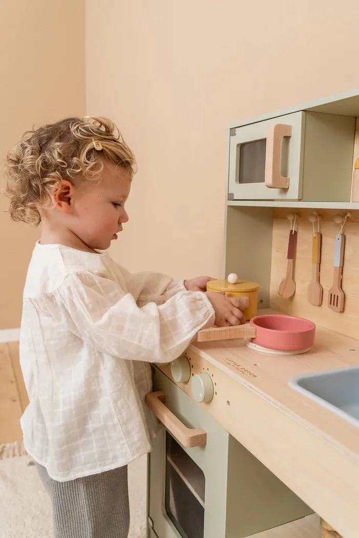 Play Kitchen, Tea Set and Crown Bundle - Blue