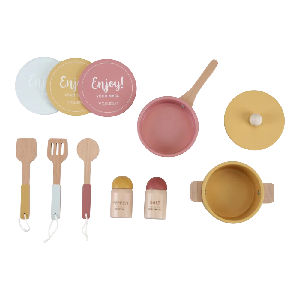 Play Kitchen, Tea Set and Crown Bundle - Pink