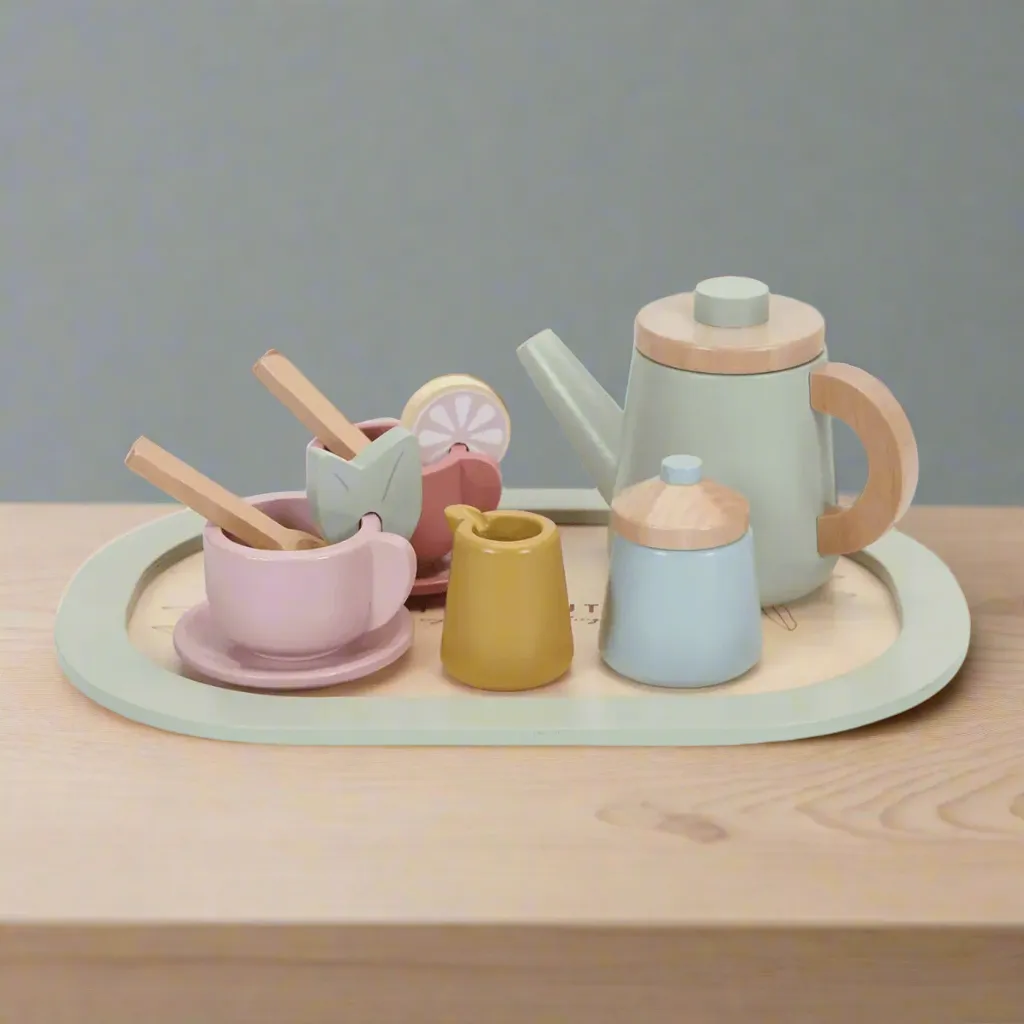 Play Kitchen, Tea Set and Crown Bundle - Pink