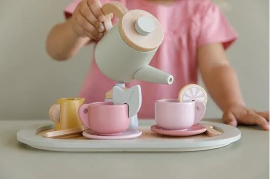 Play Kitchen, Tea Set and Crown Bundle - Pink