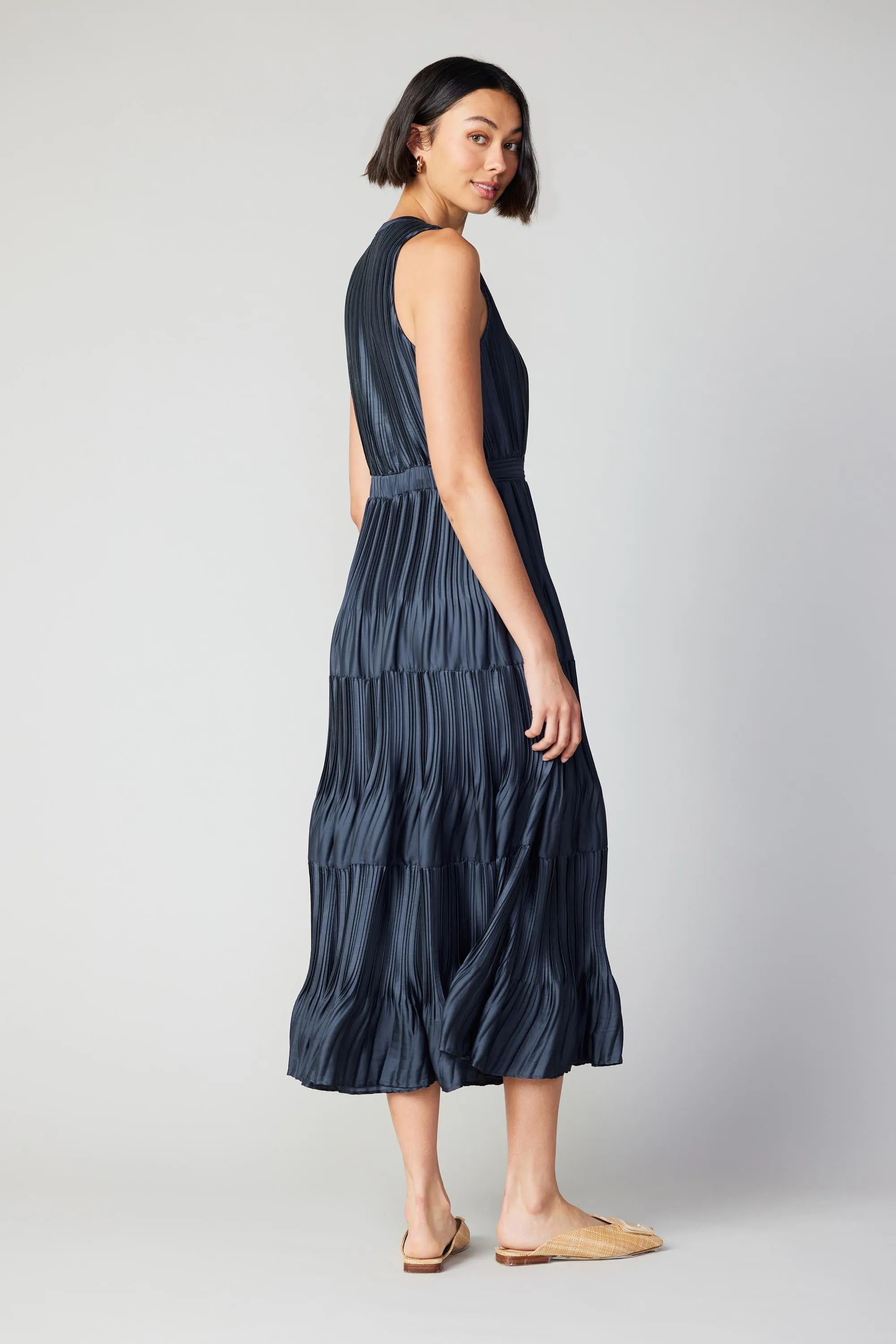 Pleated Sleeveless Maxi Dress