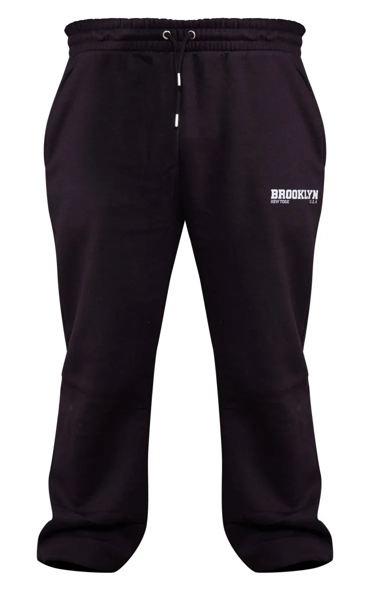 PLUS BLACK BROOKLYN PRINT CUFFED JOGGERS