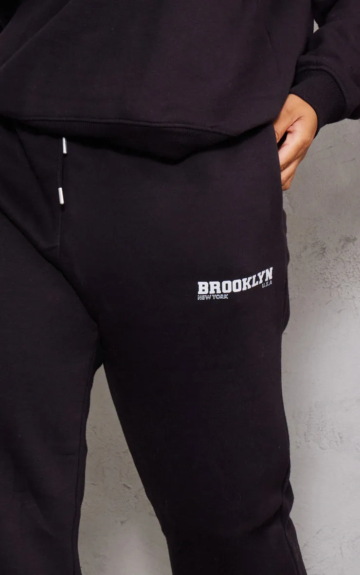 PLUS BLACK BROOKLYN PRINT CUFFED JOGGERS