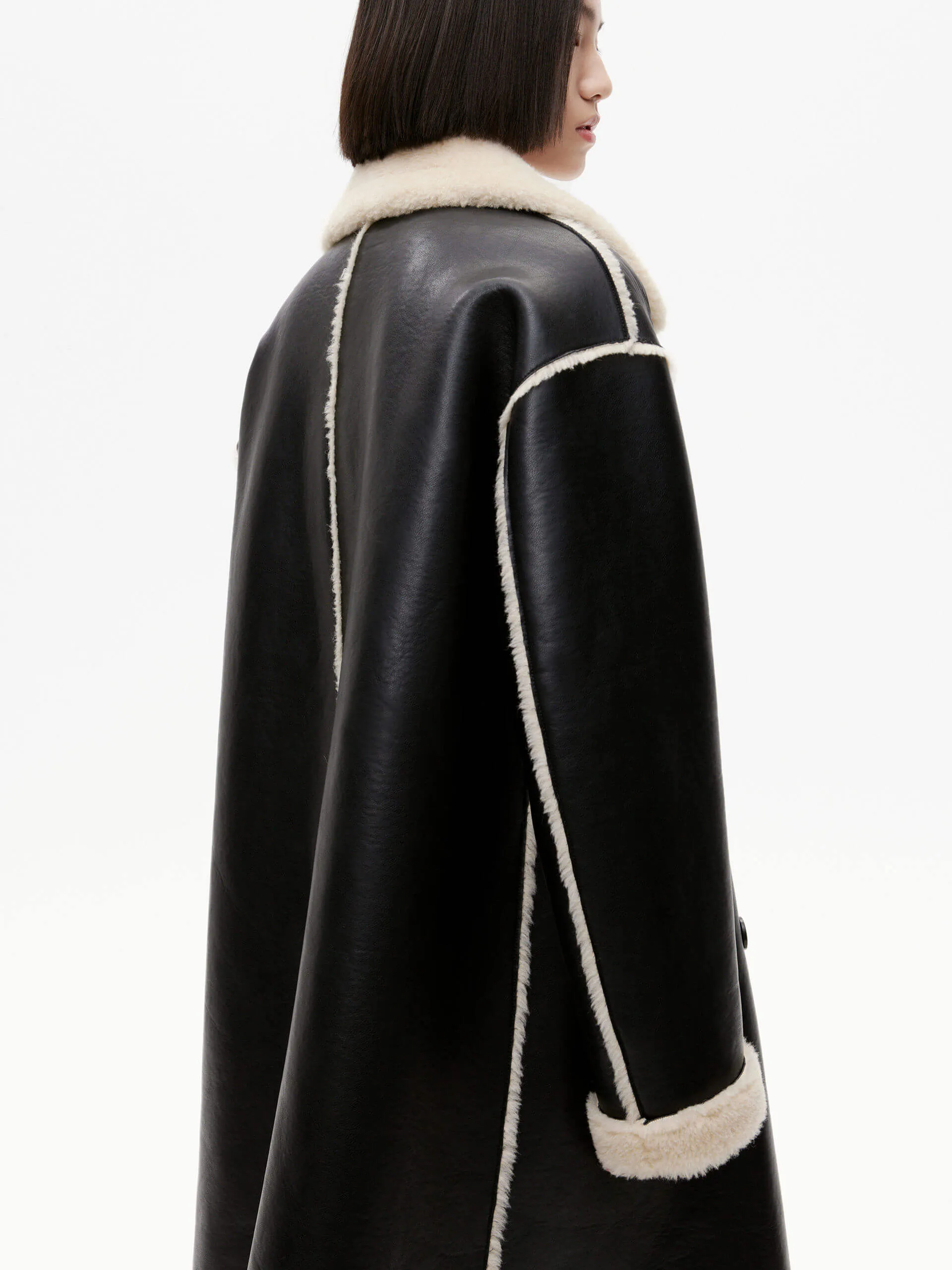 PU Coat with Teddy Details