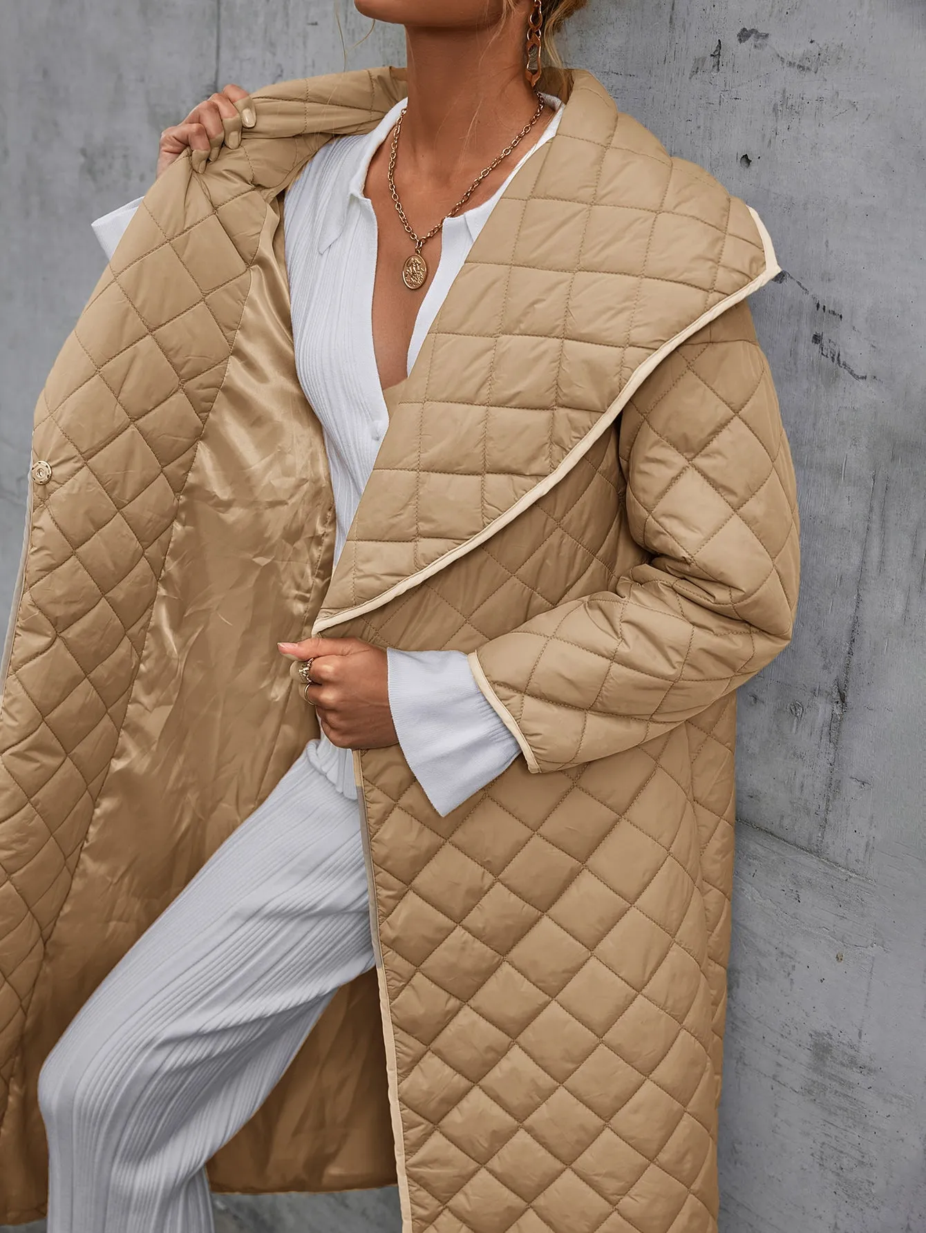 Quilted One-Snap Puffer Coat