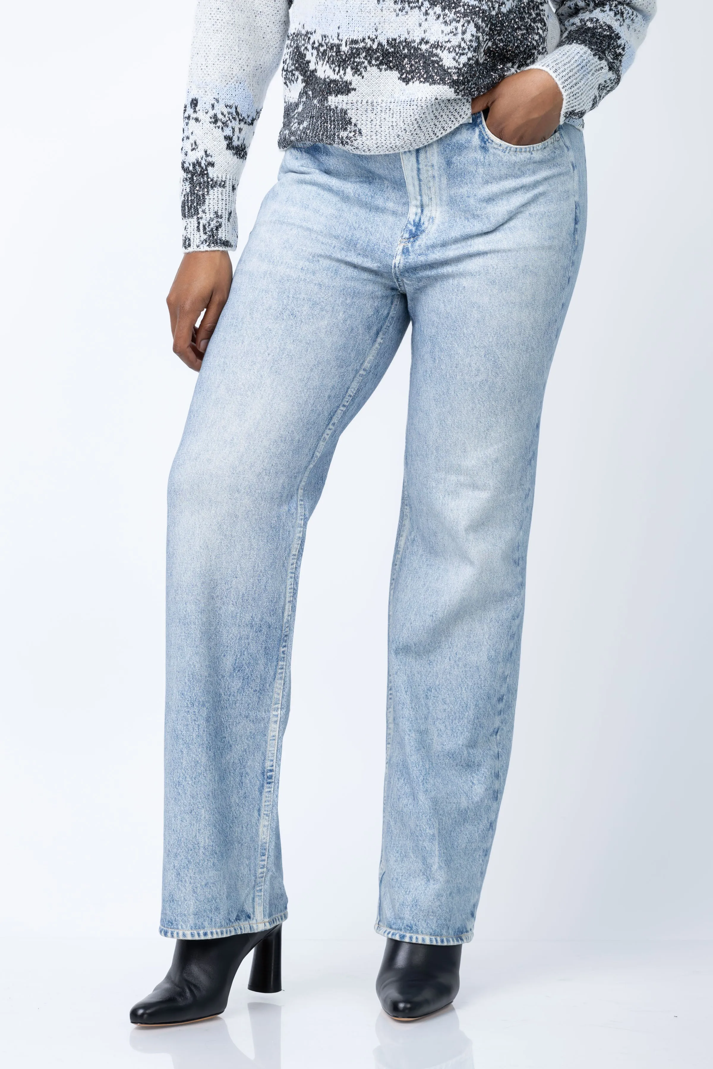 Rag & Bone Miramar Shea High-Rise Full Relaxed Straight in Riverly