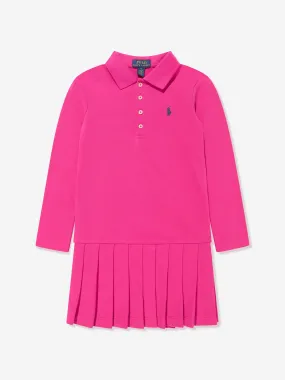 Ralph Lauren Girls Long Sleeve Polo Dress in Pink