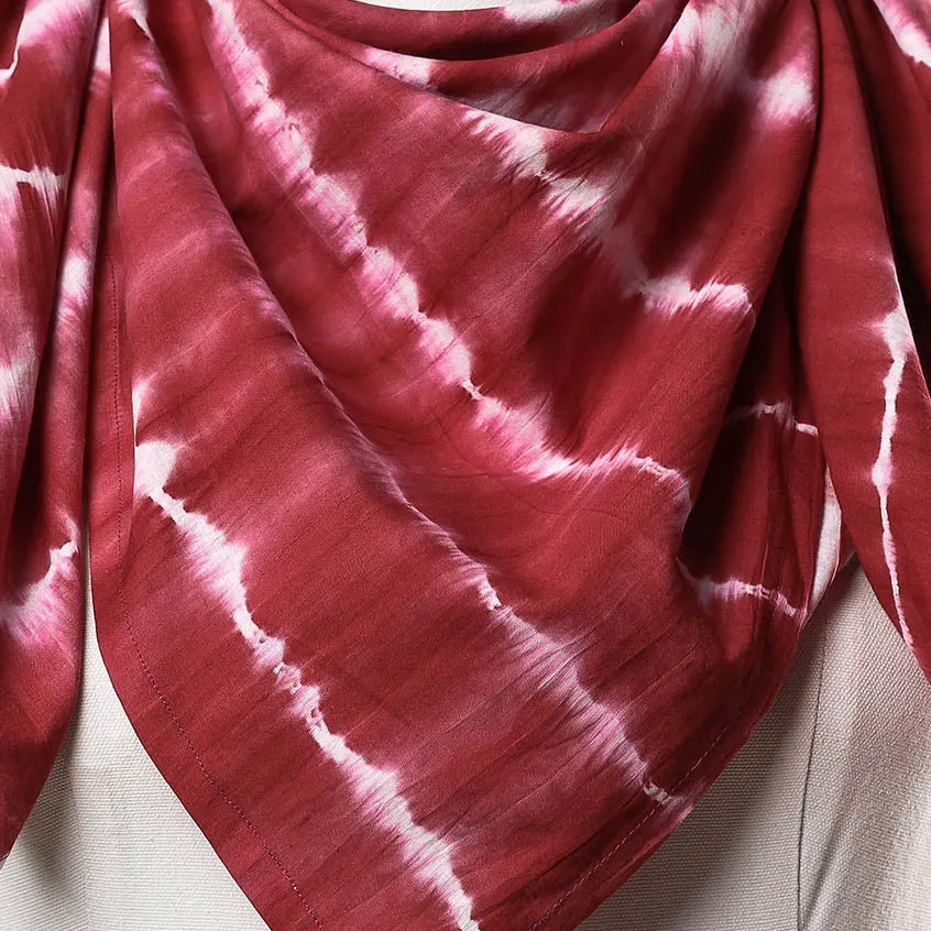 Red - Shibori Tie-Dye Cotton Scarf