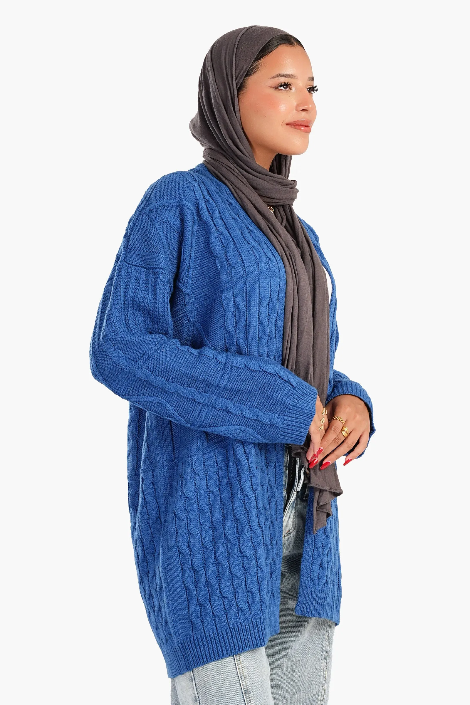 Relaxed Fit Cable Knit Cardigan