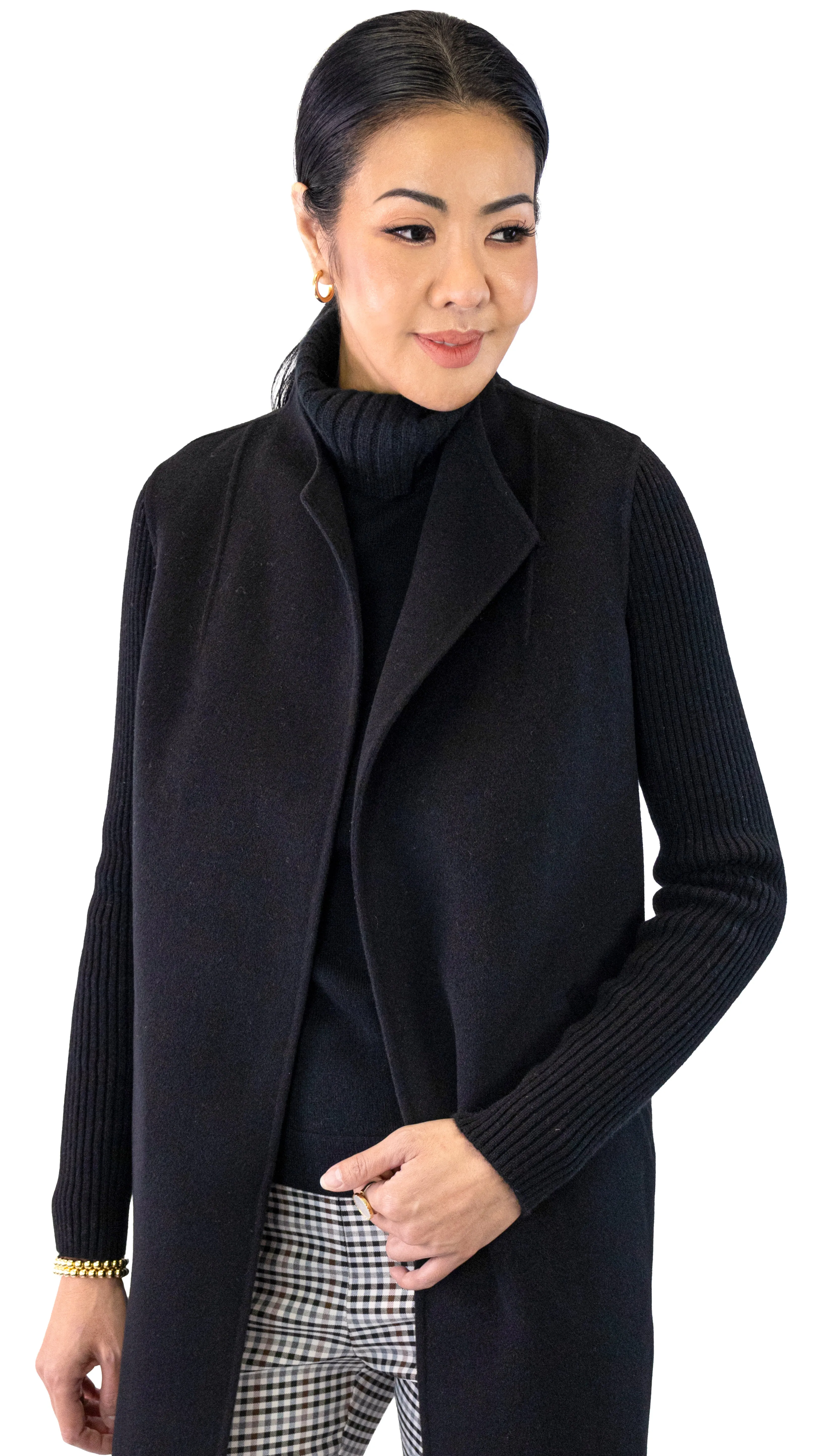 Rib Sleeve Coat - Black