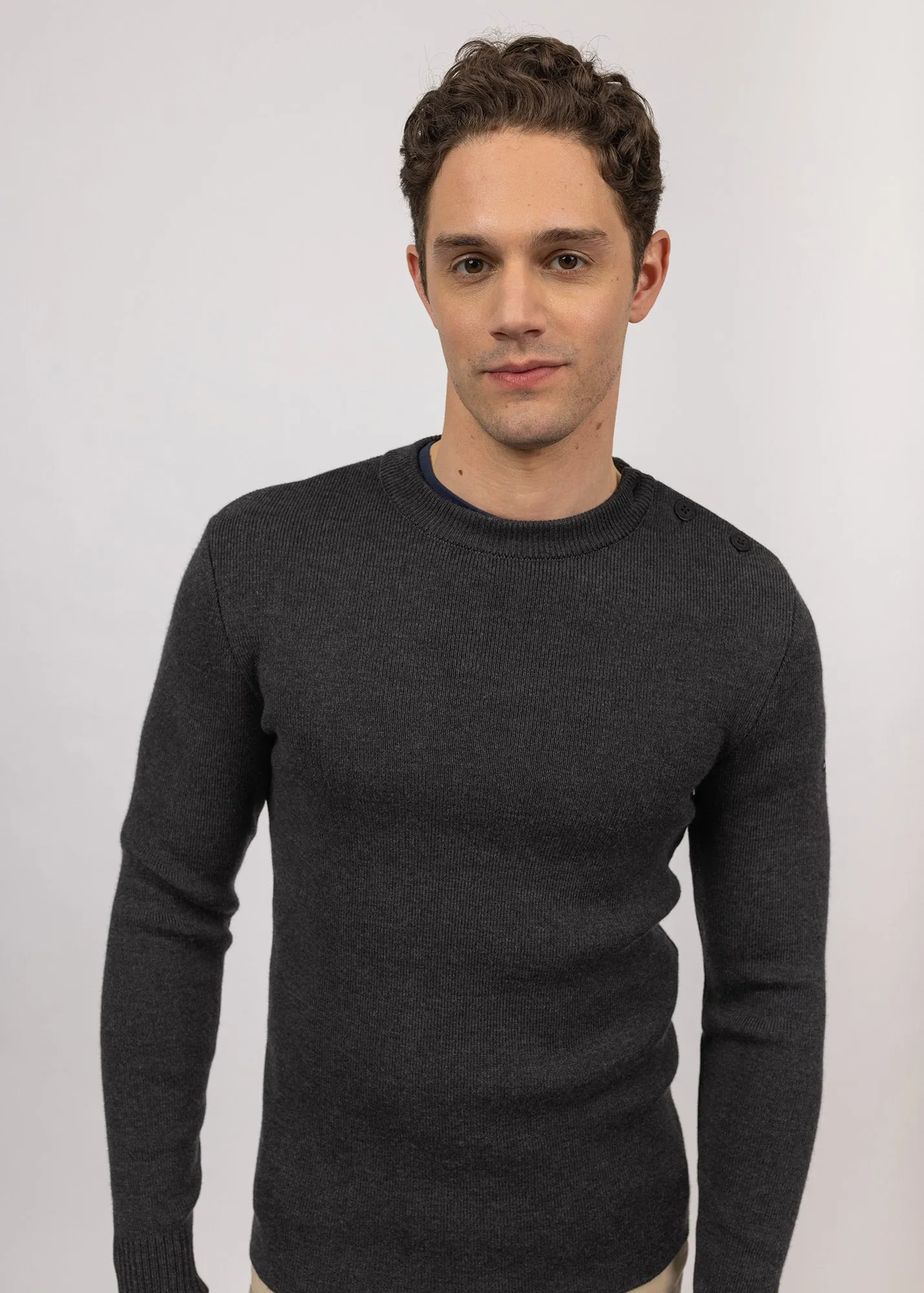 Rochefort sailor jumper - slim fit, in merino wool (ANTHRACITE)