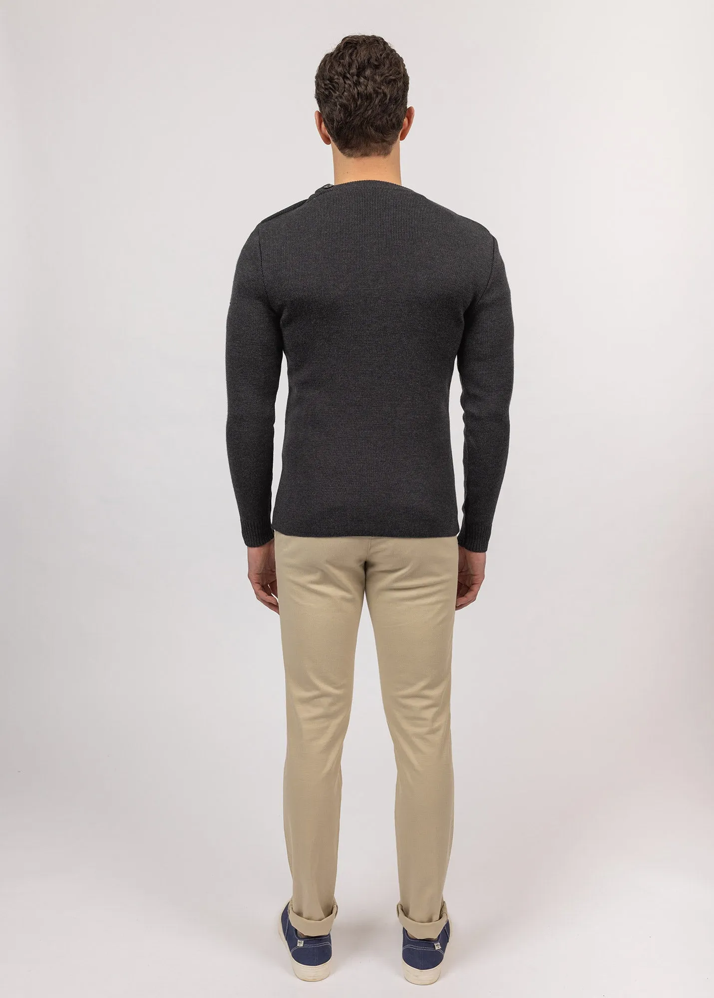 Rochefort sailor jumper - slim fit, in merino wool (ANTHRACITE)