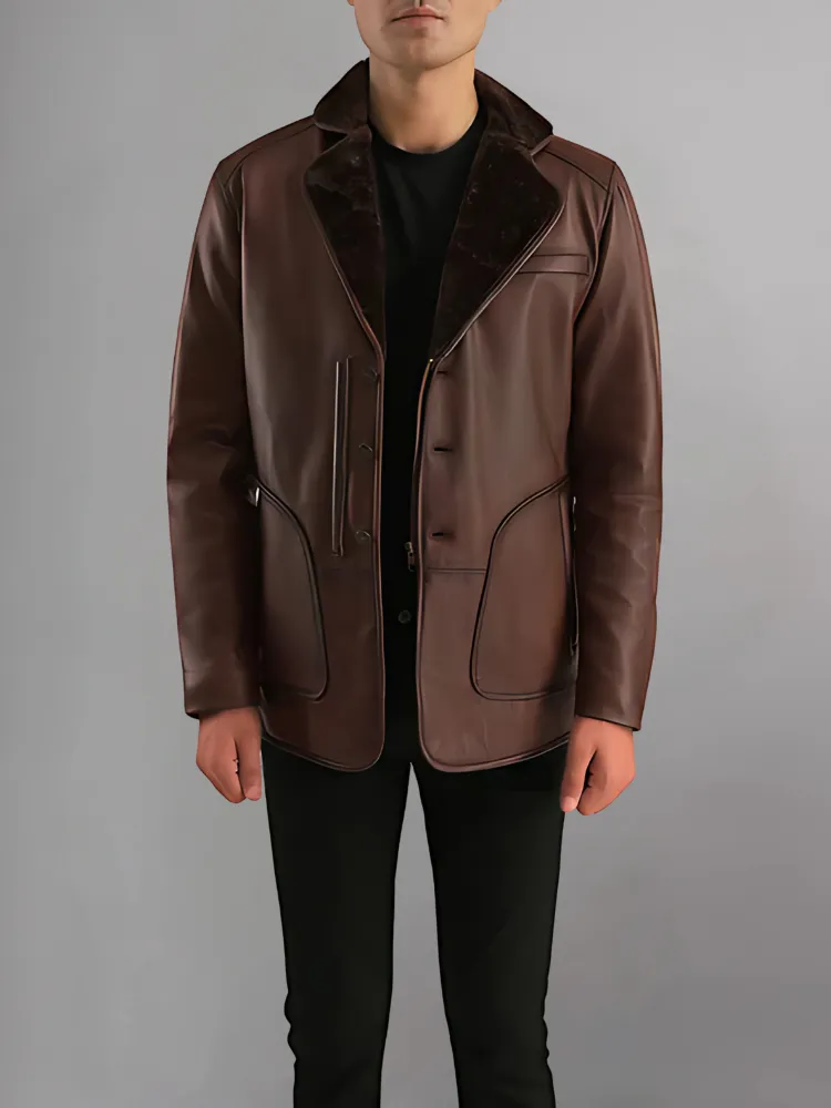 Rocky Brown Fur Leather Coat