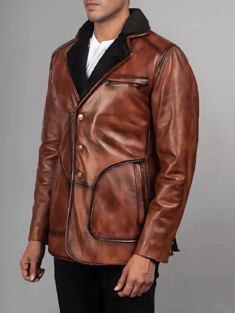 Rocky Brown Fur Leather Coat