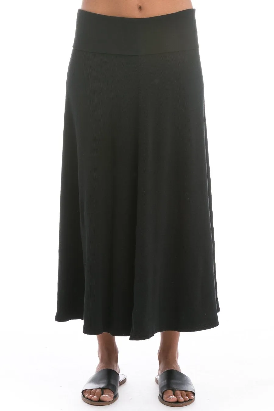 Rolldown Ribbed Midi Skirt