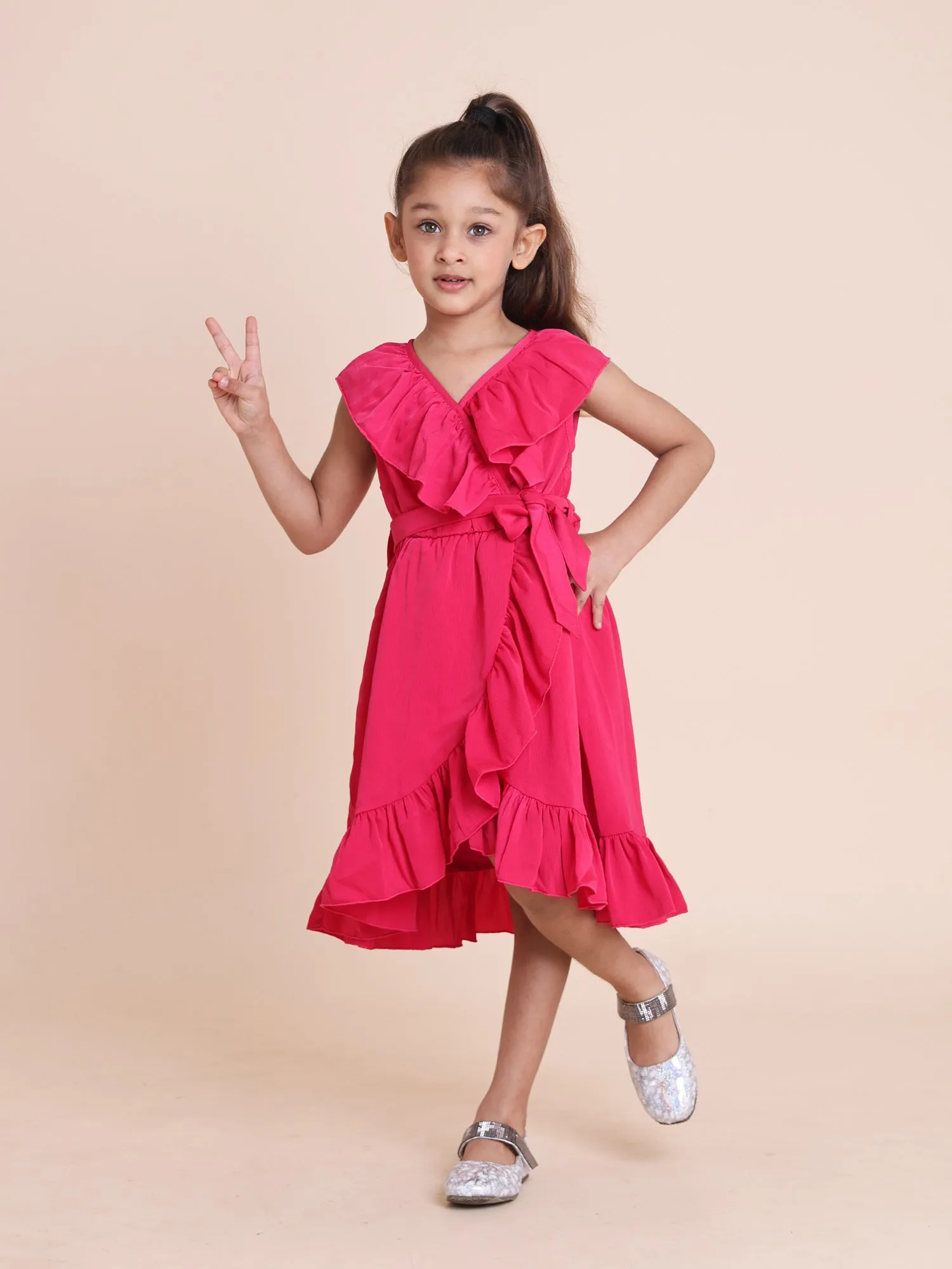 Rosy Ruffle Wrap Dress