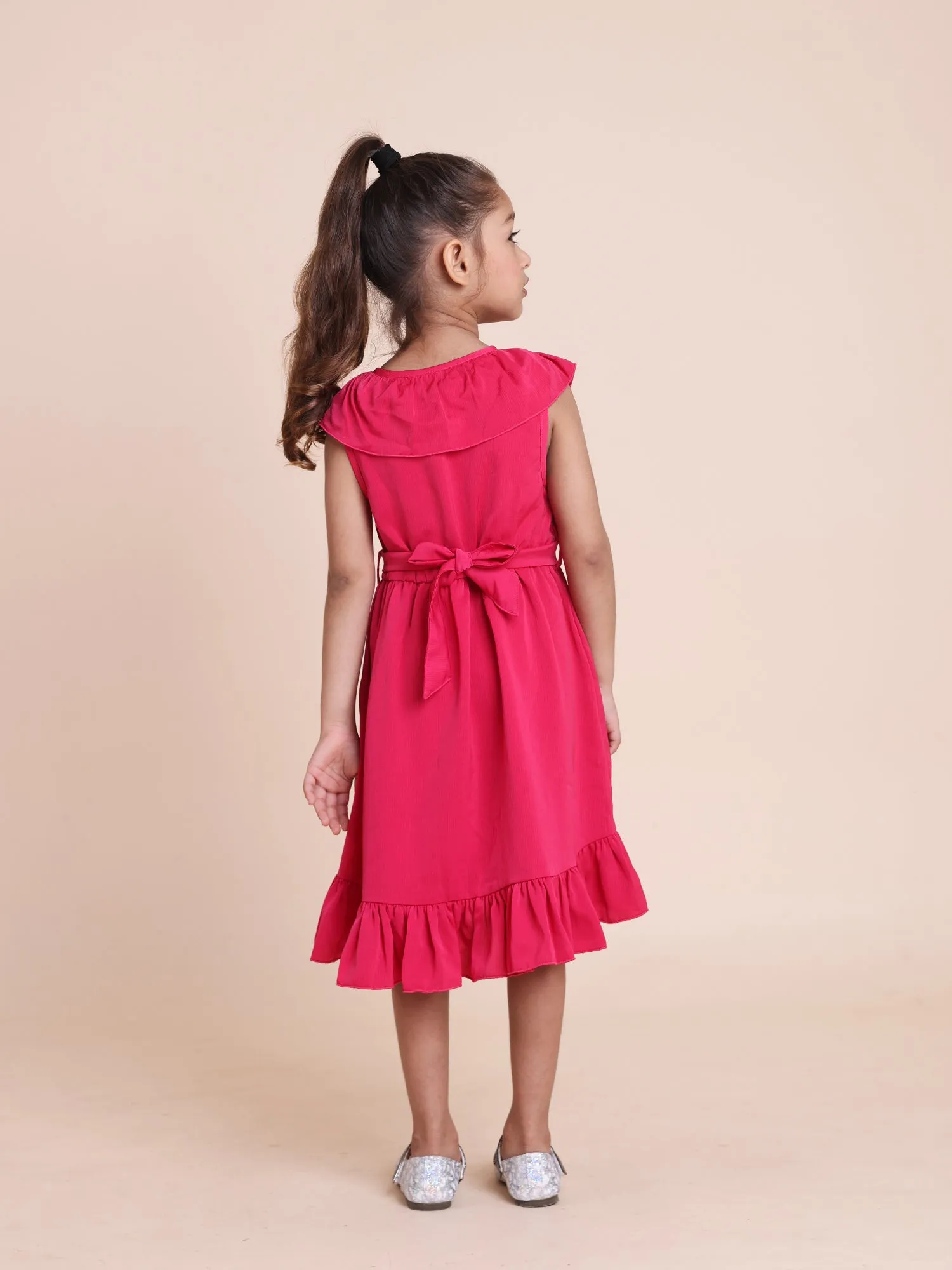 Rosy Ruffle Wrap Dress