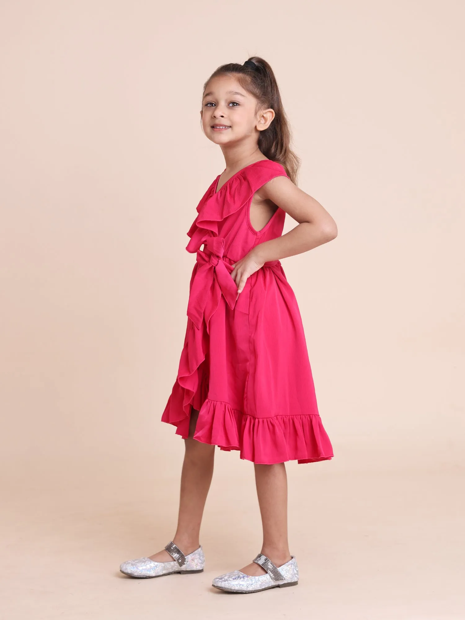 Rosy Ruffle Wrap Dress