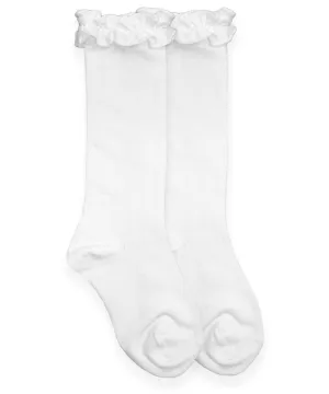 Ruffle Knee High Socks - Ivory