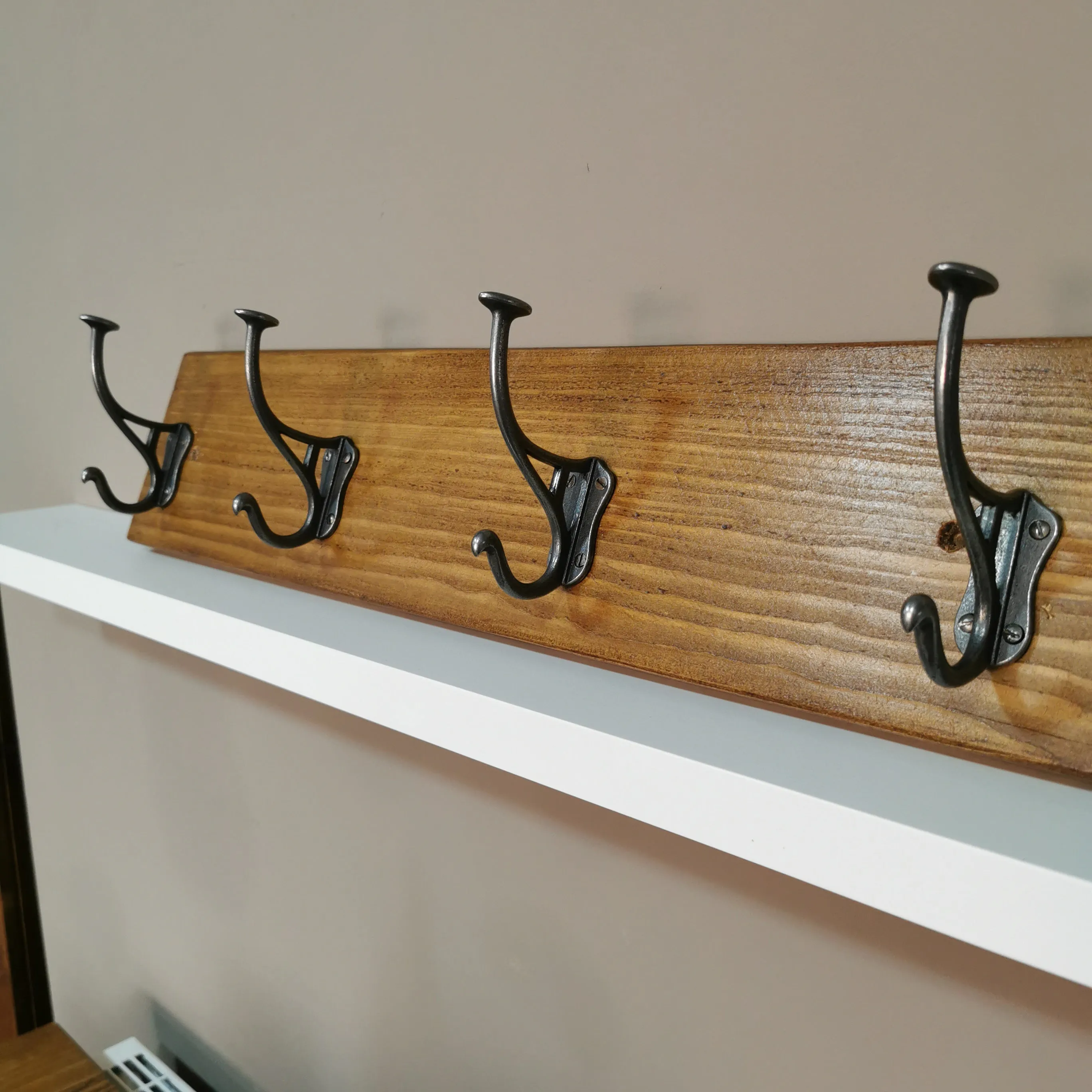 Rustic Handmade Coat Rack - 4 Hammerhead Double Hangers