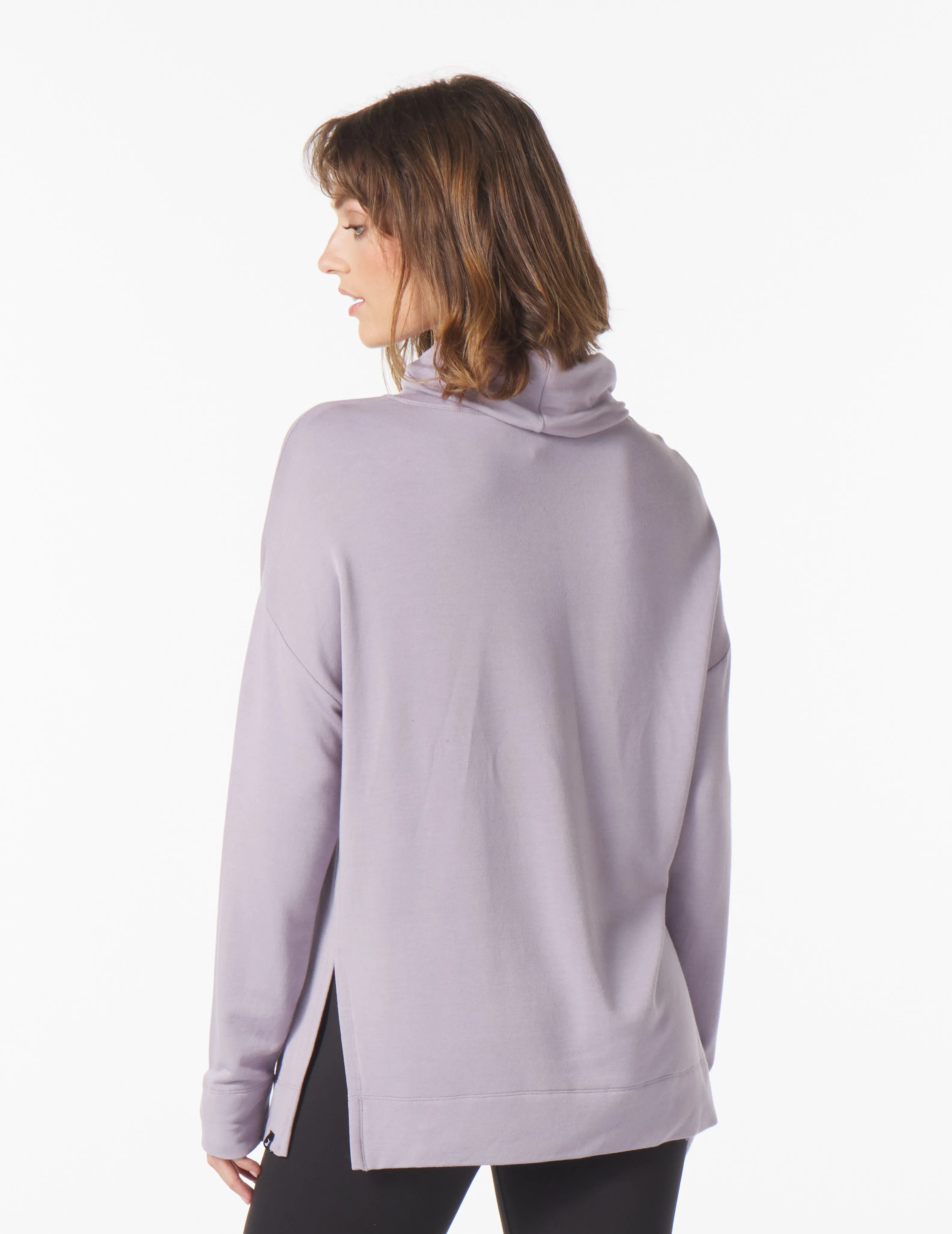 Scarf Neck Tunic: Dusty Lavender