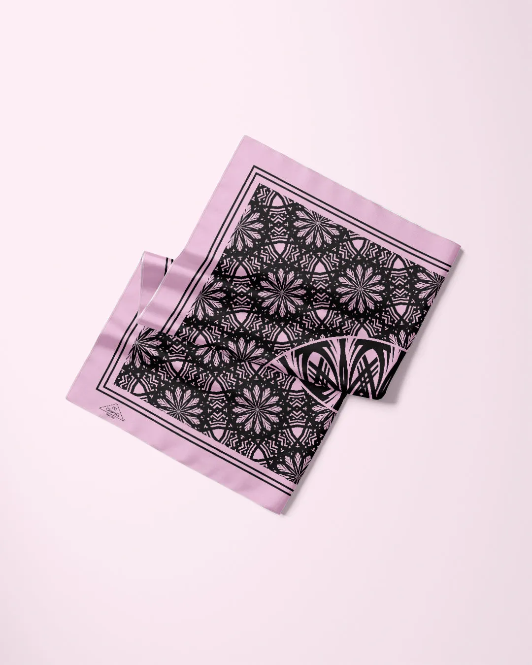 SERENITY BLACK PINK Mandala Designer 100% Silk Scarf