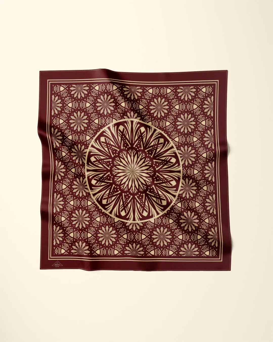 SERENITY BROWN GOLD Mandala Designer 100% Silk Scarf