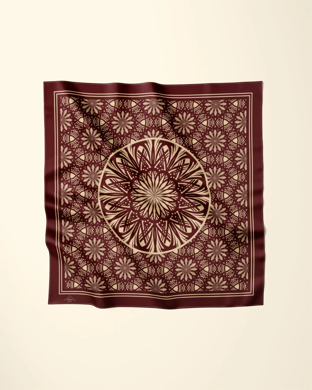 SERENITY BROWN GOLD Mandala Designer 100% Silk Scarf