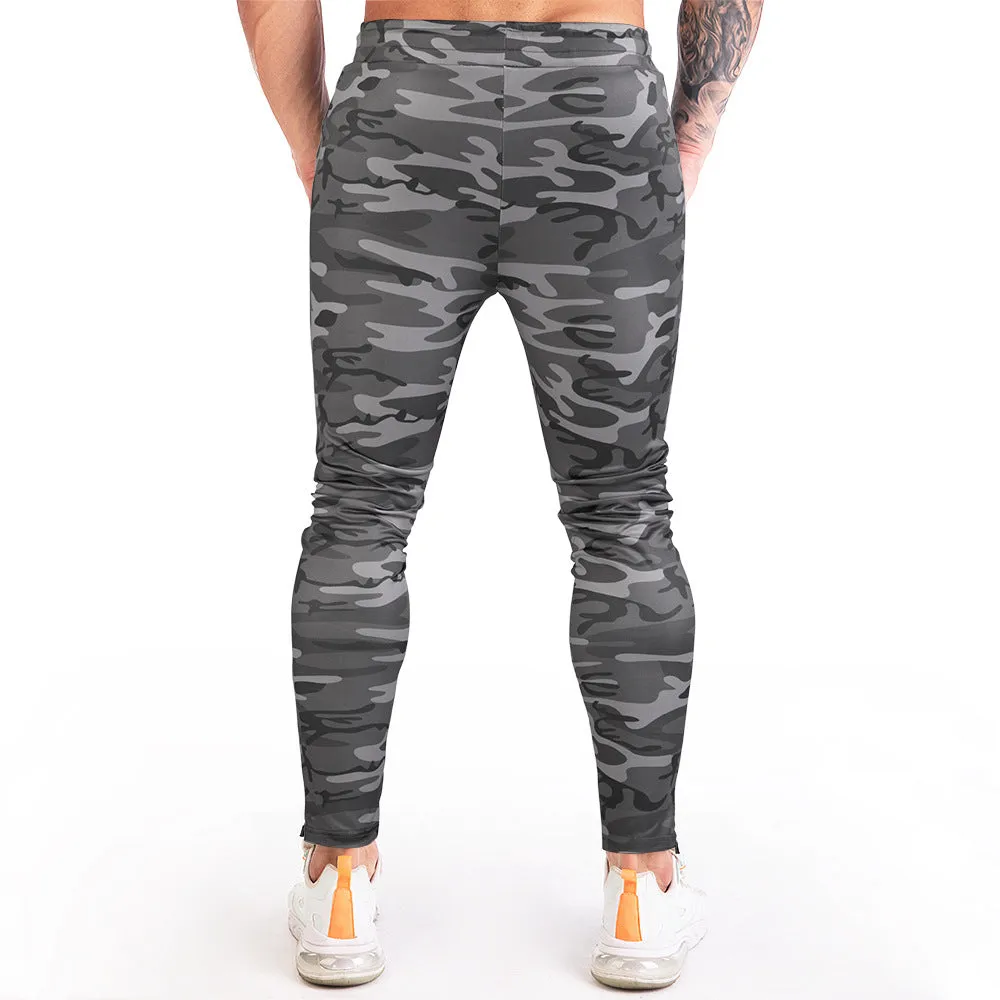 Sidiou Group Anniou Outdoor Camouflage Fitness Tights Elastic Waist Pants Workout Training Jogging Pants With Pocket for Men