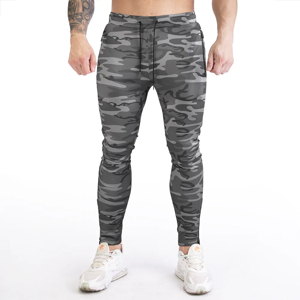 Sidiou Group Anniou Outdoor Camouflage Fitness Tights Elastic Waist Pants Workout Training Jogging Pants With Pocket for Men