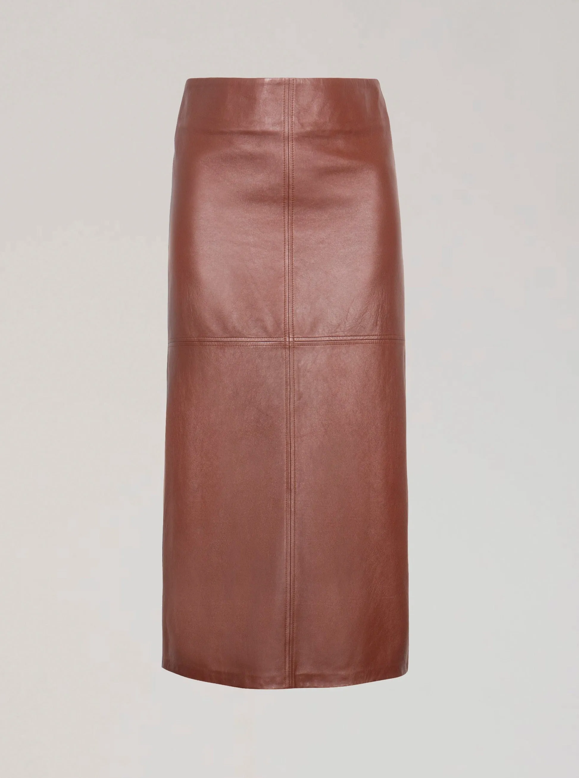 SIENNA LEATHER MAXI SKIRT - WHISKEY