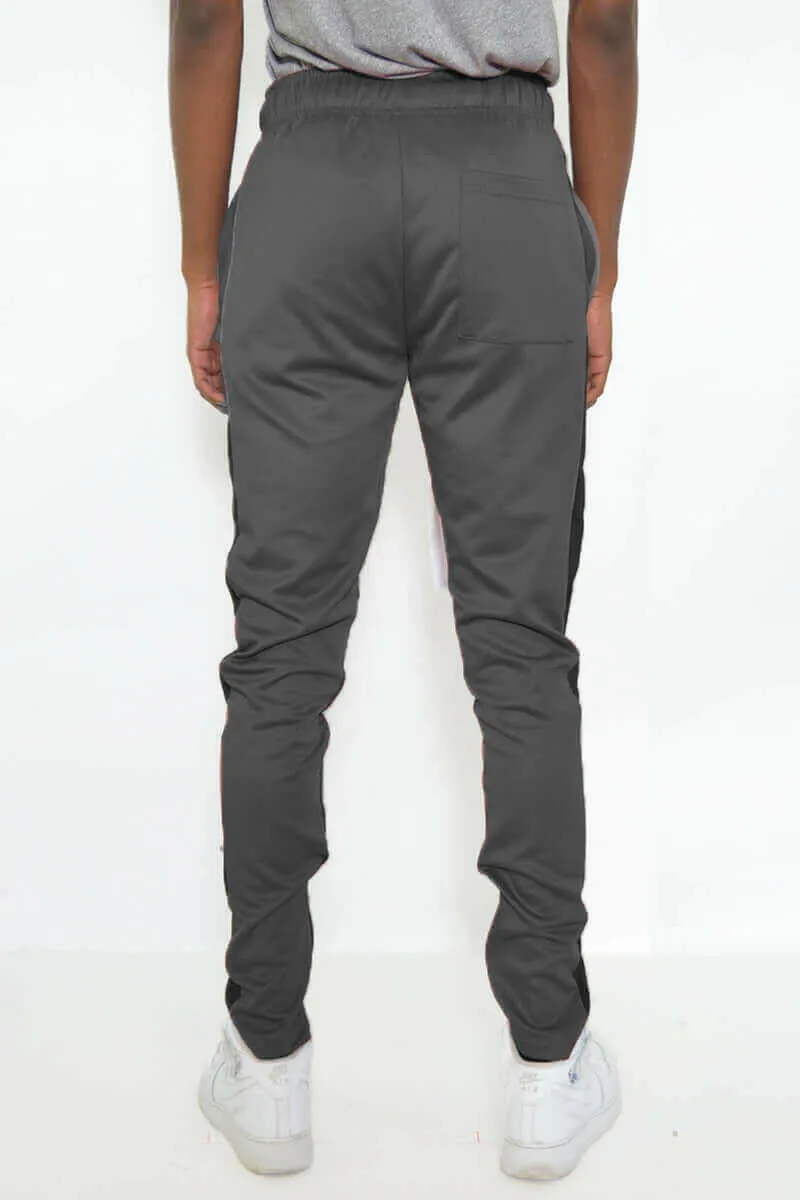 SLIM FIT TRACK PANTS- GREY/BLACK