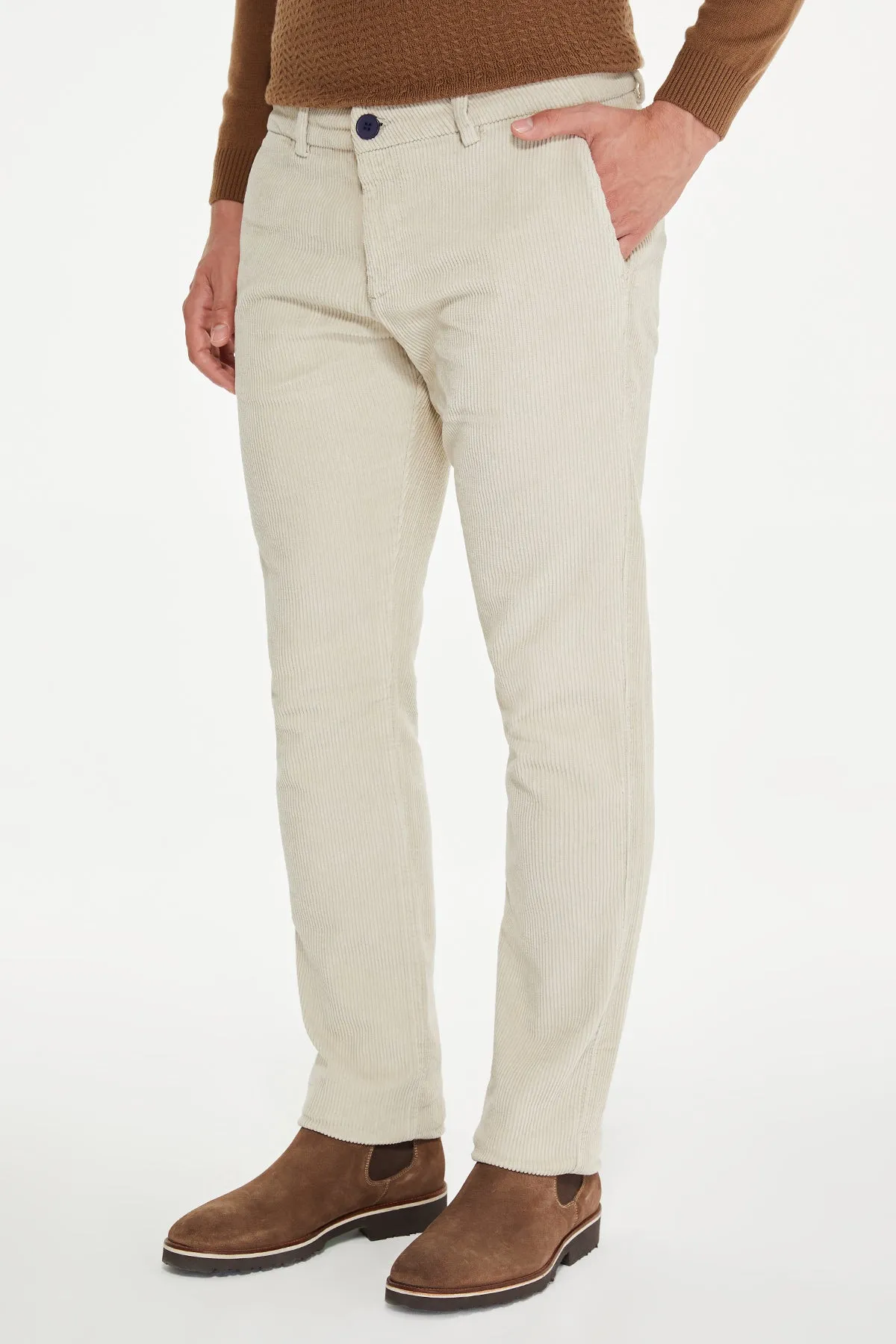 Slim Fit White Side Pocket Low Waist Cotton Dress Pants