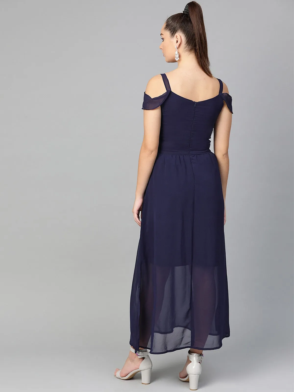 Solid Drop Sleeves Maxi Dress