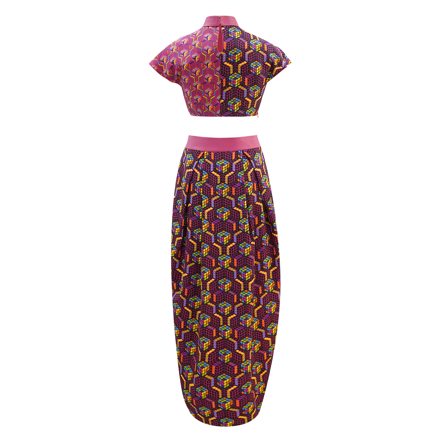 SPARKLE BY KAREN CHAN x  HK Heritage Museum【PUZZLE CUBE】100% Silk Cheongsam Tulip Skirt (Loose Fit) (我們的兒時玩意) (扭計骰)