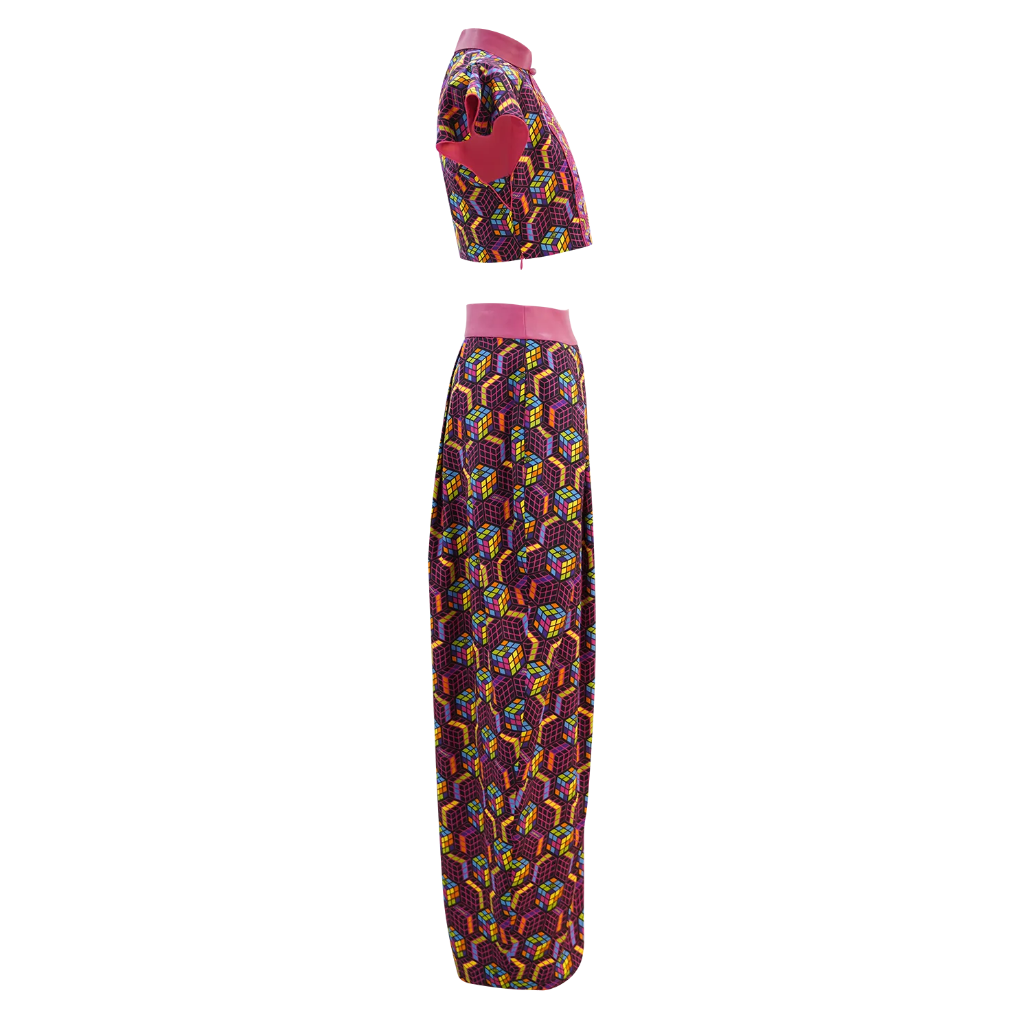 SPARKLE BY KAREN CHAN x  HK Heritage Museum【PUZZLE CUBE】100% Silk Cheongsam Tulip Skirt (Loose Fit) (我們的兒時玩意) (扭計骰)