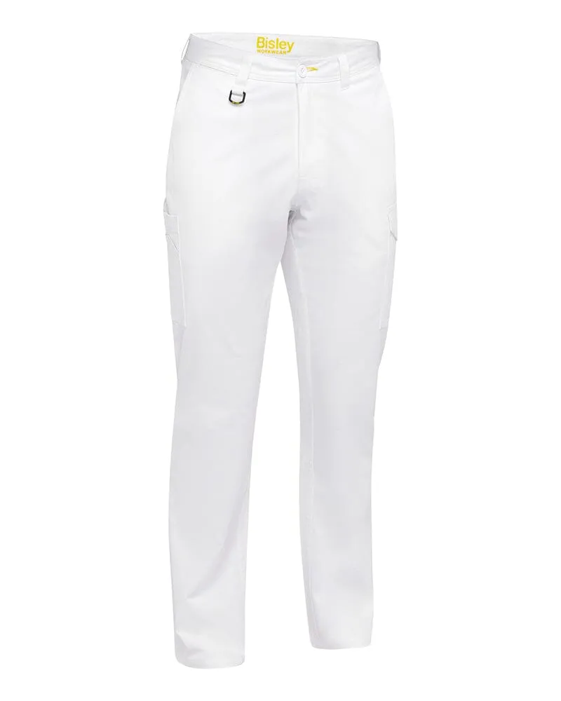 Stretch Cotton Drill Cargo Pants - White