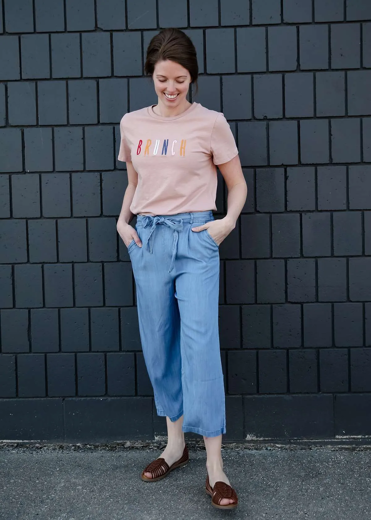 Stretch Self Tie Denim Culottes-FINAL SALE