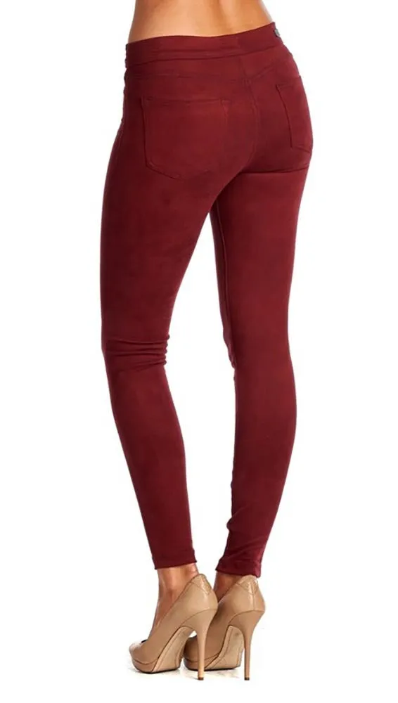 Suede Skinny Pants Legging Red